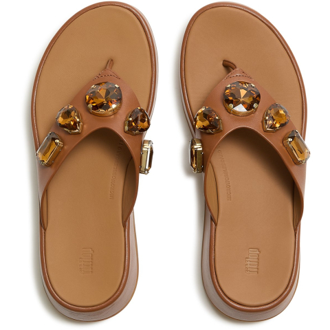 FitFlop F-mode ultra-jewel leather toe-post sandals