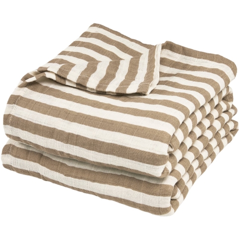 Multidoek Meyco Pre Washed Fat Stripe Taupe 2-pck