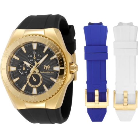 TechnoMarine Cruise TM-124019 Herrenuhr - Quarzwerk - Edelstahl mit schwarzem Zifferblatt - 45 mm
