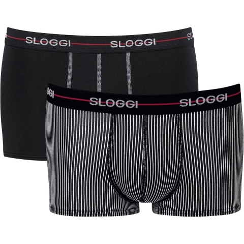 Sloggi Start Hipster - Heren slips - 2-pack zwart & zwart/wit gestreept - maat 2XL (2 stuks)