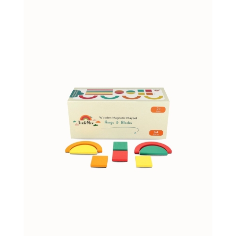 Tix & Mix Magnetisch speelset ringen en blokken 64 stuks