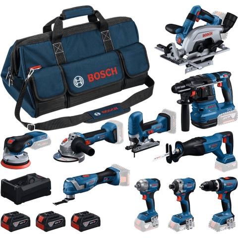 Bosch Blauw 10 Toolkit 18V | Combopack 3 x 5.0Ah + lader | In toolbag - 0615A500EH