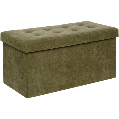 Atmosphera Poef/hocker - groen - MDF/fluweel - 76 x 38 x 38 cm - opvouwbaar - opbergbox -