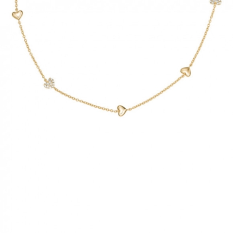 FOSSIL JA7298710 - Collier - Hartvormige elementen met pavé-kristallen - Goudkleurig