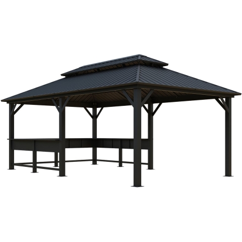Sojag Bondi 1220 metalen paviljoen met vast dak 3,5 x 6 m -
