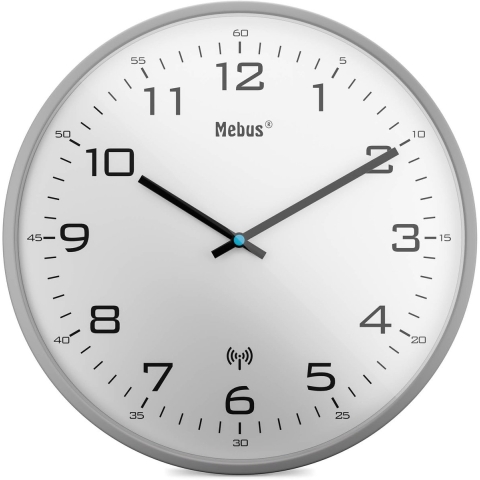 Mebus 13081 Zendgestuurde klok Zendergestuurd 30 cm Grijs Slepend uurwerk (geluidsloos)