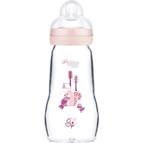 MAM Babyfles Feel Good Glas Matt Roze 0+ mnd 260 ml
