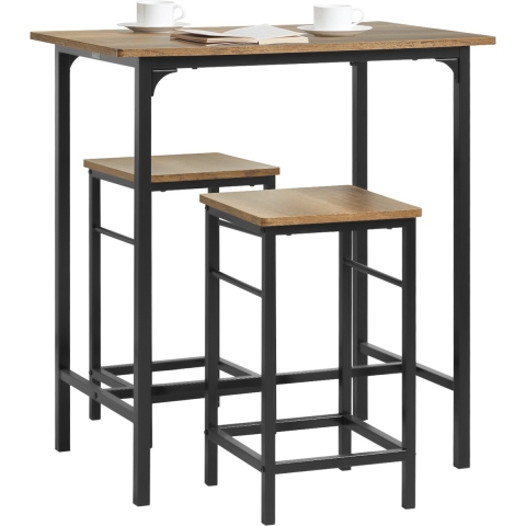SoBuy Bistrotafel - 3-Delig - Tafel - 2 Stoelen - Bartafelset - Eettafel - OGT10-PF