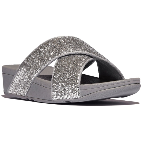 FitFlop Lulu crinkled-shimmer cross slides