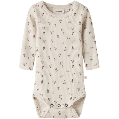Lil Atelier Romper l/s - NbfGago - Tortelduif/Floral - Lil Atelier - 1 jaar (80) - Rompers Lange Mouw