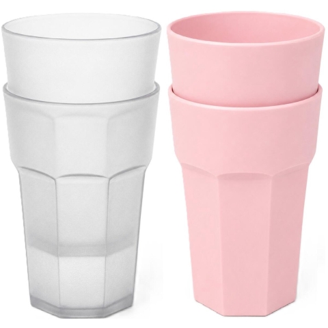 Plasticforte onbreekbare drinkglazen - 12x stuks - kunststof - twee kleuren mix - 522 ml - 13 cm -