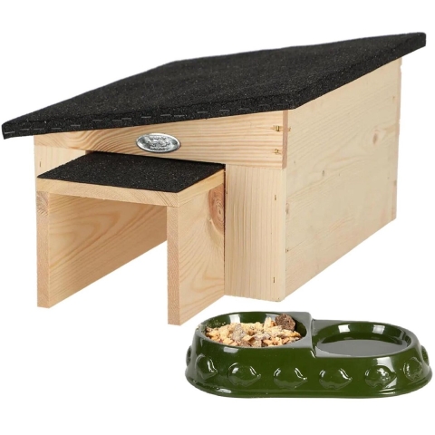 Best for Birds Egelhuis en voederbakje set - 61 x 30 x 20 cm - hout - weerbestendig -