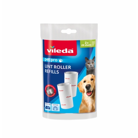 4x Vileda PetPro Kleefborstel Vervanging 2 x 29 bladen 2 navullingen