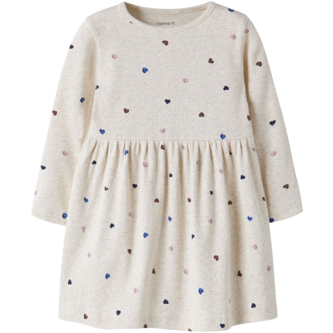 Name It Jurk - Rib - Noos - NmfNutti - Peyote Melange/Hearts - Name It - 2 jaar (92) - Jurken