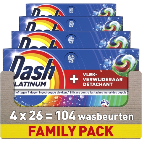 4x Dash Wasmiddelcapsules 4in1 Pods +Extra Vlekverwijdering Color 26 stuks