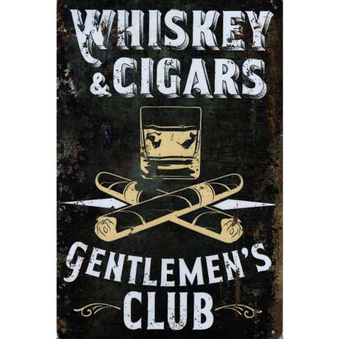 Wandbord Man Cave Heren - Whiskey & Cigars Gentlemen's Club