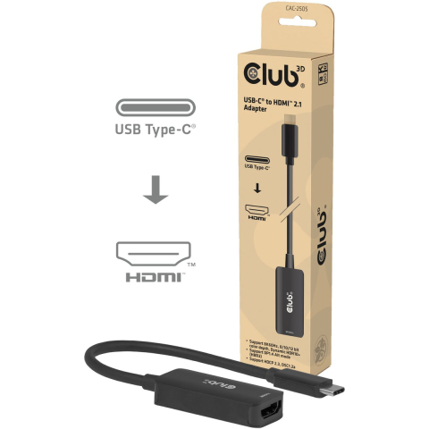 CLUB3D USB-C® naar HDMITM 2.1-adapter 8K60Hz