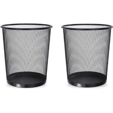 BRASQ 2x Papierbak Rond - 12 Liter - Geperforeerd - Zwart