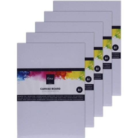 Canvas schilderdoek - 5x - A4 formaat - blanco hobby schilderpaneel -