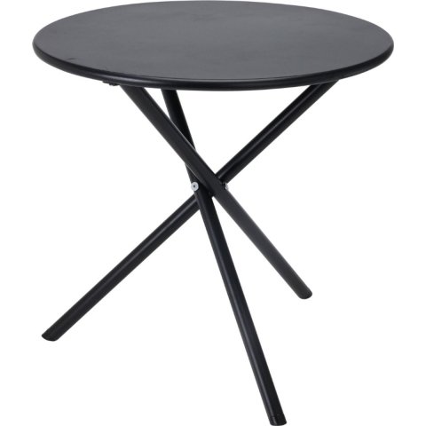 Tuin bijzettafeltje - zwart - metaal - Dia 48 cm - Hoogte 48 cm - rond - koffietafel -