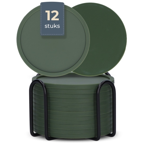 Castagnola Siliconen Onderzetters - Set van 12 - Hittebestendig - Groen (12 stuks)