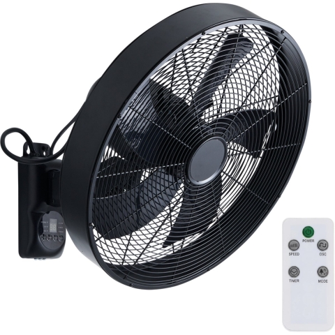 Evolar wandventilator 50W - Zwart - met timer