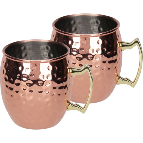 Moscow Mule bekers - 2x - RVS - koperkleurig - 500 ml - cocktailglazen -