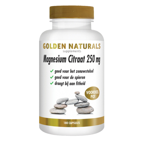 2x Golden Naturals Magnesium Citraat 250mg 180 vegacapsules