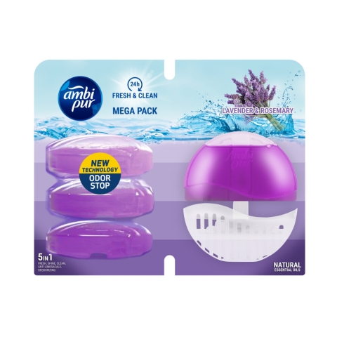 6x Ambi Pur Toiletblok Houder + 4 Navullingen Lavendel & Rozemarijn