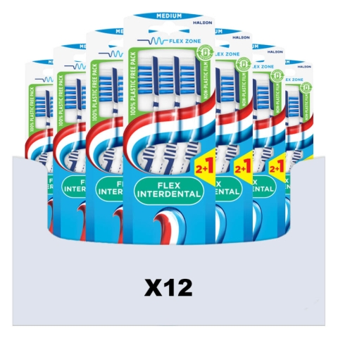 12x Aquafresh Tandenborstel Flex Interdental Medium 3 stuks