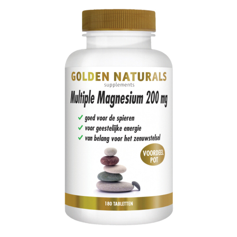 2x Golden Naturals Multiple Magnesium 200mg Vegan 180 tabletten