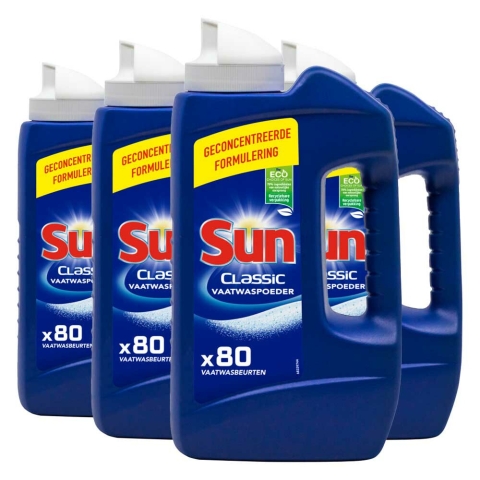 4x Sun Vaatwaspoeder Normaal 1,39 kg 80 wasbeurten
