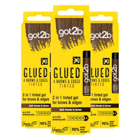 3x Got2b Glued 4 Brows & Edges Tinted Brown 16 ml