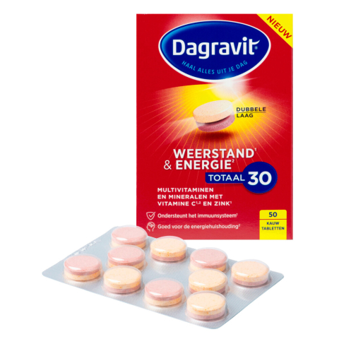 2x Dagravit Totaal 30 Weerstand & Energie 50 kauwtabletten