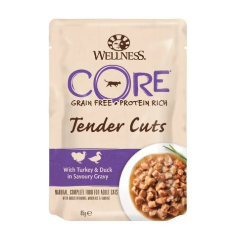 48x Wellness Core Kattenvoer Tender Cuts Kalkoen - Eend 85 gr