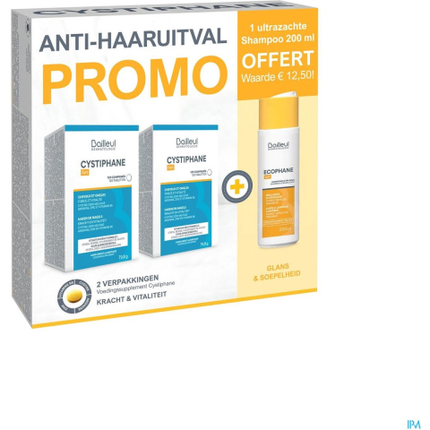 Cystiphane DUO + Ecophane Ultrazachte Shampoo | 2 x 120 tabletten + 200 ml PROMO