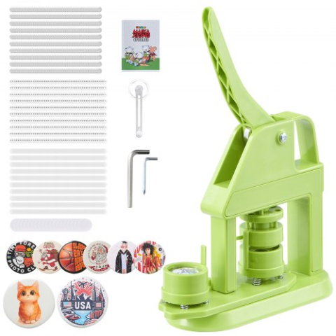 VEVOR knopenmachine 32 mm, knopenmaker met 500 knopen, Mr. Panda Magic Book, cirkelsnijder en inbussleutels, knopenmaker, speldenmaker, voor doe-het-zelf badges en gepersonaliseerde speldjes