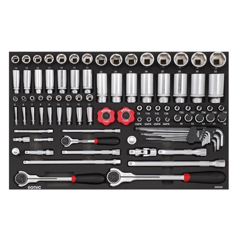 SONIC doppenset 1/4"+ 3/8" + 1/2" metrisch 93-delig SFS (309302)