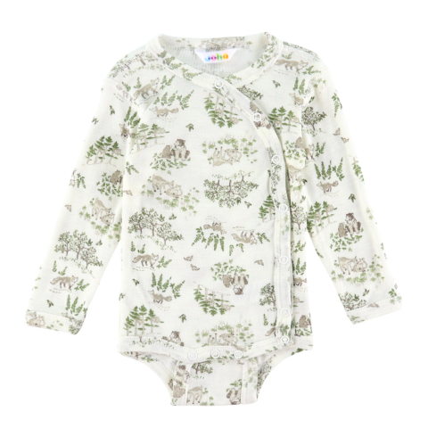 Joha Wikkelromper l/s - Wol/Zijde - Off White m. Bomen - Joha - 60 - Rompers Lange Mouw