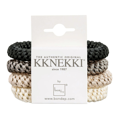 Kknekki Elastische Haarband - 4-pack - Zwart/Bruin/Beige/Crème - Kknekki - OneSize - Haaraccessoires
