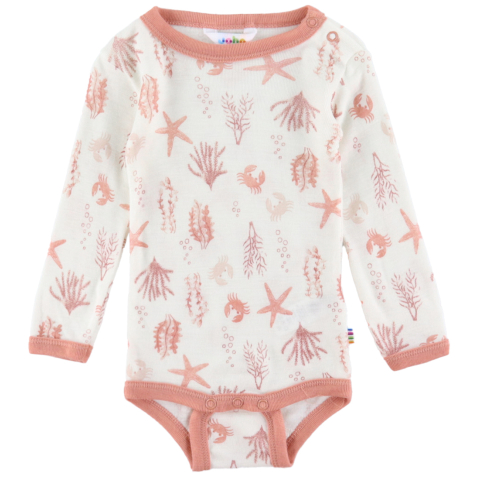 Joha Romper l/s - Wol - Roze m. Print - Joha - 60 - Rompers Lange Mouw