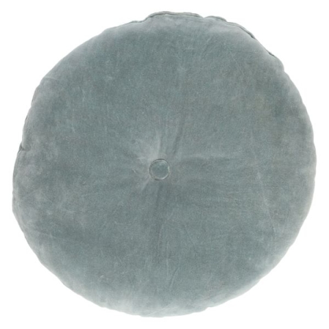 Velours kussen, bio-katoen, blauw, rond, Ø 40 cm