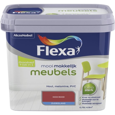 Flexa Mooi Makkelijk Meubels - Zijdeglans Mooi Rood 1.5L