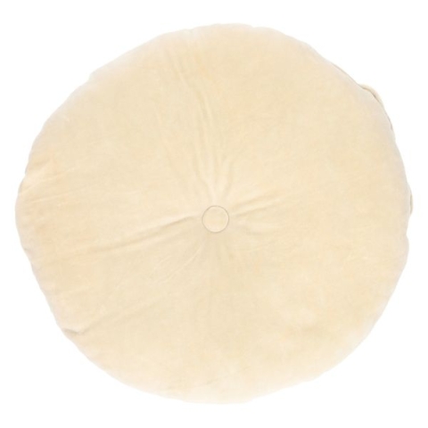 Velours kussen, bio-katoen, ecru, rond, Ø 40 cm