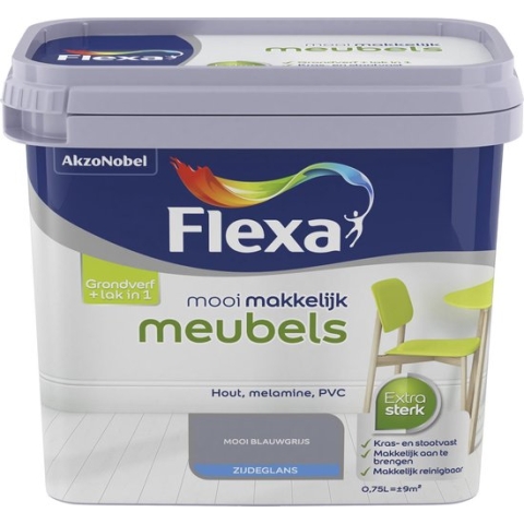 Flexa Mooi Makkelijk Meubels - Zijdeglans Mooi Blauwgrijs 2.25L