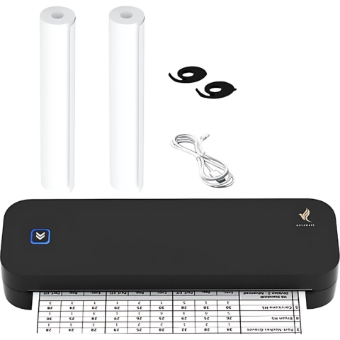 NovaWare® Thermische Printer A4 - Sticker Printer - Pocket Printer - Mini Printer voor Mobiel / Laptop / tablet - Verzendlabel - Barcode - Tattoo - Portable Printer - Shipping Label - Zwart
