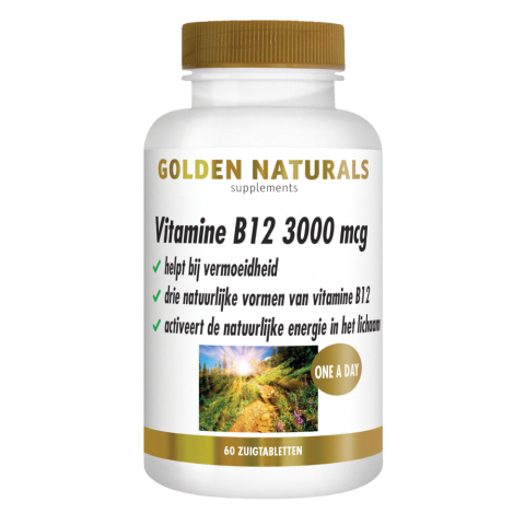 2x Golden Naturals Vitamine B12 3000mcg Vegan 60 zuigtabletten
