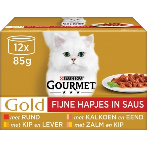 Gourmet Gold Fijne Hapjes - Kattenvoer - 12 x 85 g