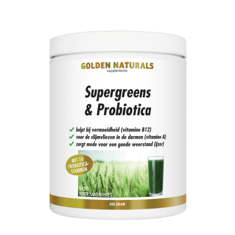2x Golden Naturals Supergreens & Probiotica Poeder 300 gr