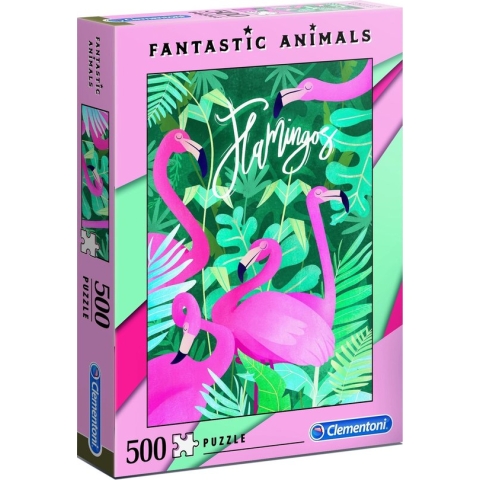 Clementoni - Fantastic Animals puzzel - Flamingos - 500 stukjes, puzzel volwassenen